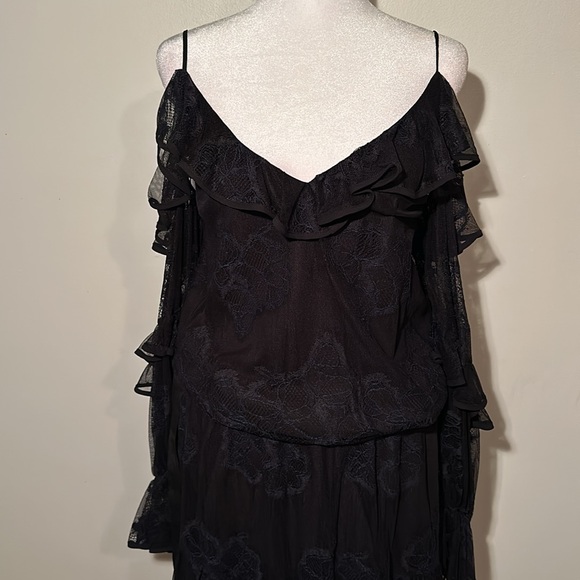 ALEXIS Magna Organza Tiered Dark Blue Dress SIZE L. - Picture 3 of 9